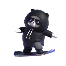 Pohyblivá figurka na palubní desku auta - Panda na skateboardu