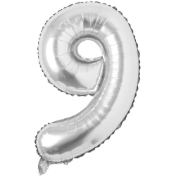 Nafukovací balónky čísla maxi stříbrné - 9