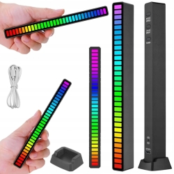 USB LED neonová lišta RGB černá 18 režimů - 181 mm x 16 mm x 18 mm