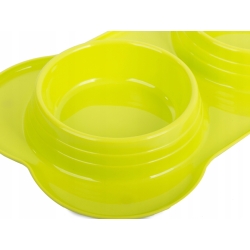 Dvojitá miska pro zvířata zelená - 2x 400 ml