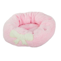 Kulatý pelíšek pro psy s mašličkou 35 cm - růžový