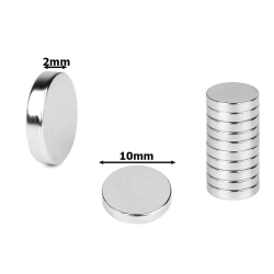 Kulaté neodymové magnety 10 x 2 mm - 10 ks