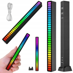 USB LED neonová lišta RGB černá - 181 mm x 16 mm x 18 mm