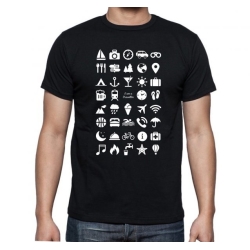 Cestovní tričko s ikonami (L - černé)