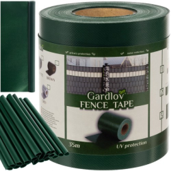 Pevná páska na plot s klipsy - 19 cm x 35 m (zelená)