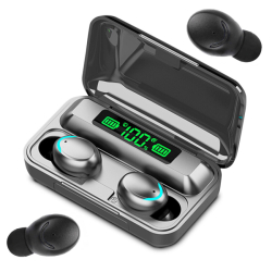 Bezdrátová bluetooth sluchátka F9 TWS s powerbankou - černé