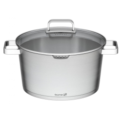 Hrnec G21 Gourmet Magic s cedníkem a poklicí, nerez - 28 cm