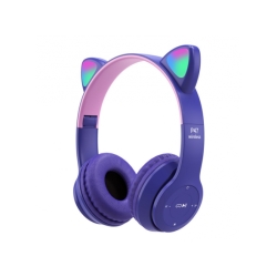 Bezdrátová bluetooth sluchátka s RGB podsvícením - Fialové