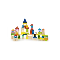Dřevěné kostky pro děti Viga City 75 dílů - multicolor