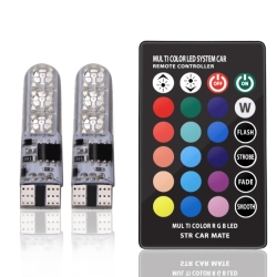 RGB LED autožárovky W5W T10 s dálkovým ovládáním, 2ks