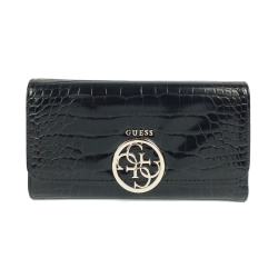 GUESS PENĚŽENKA KAMRYN CROC PRINT WALLET / Black