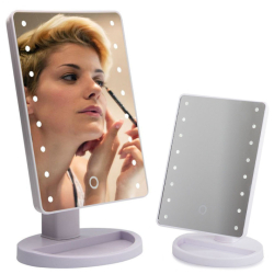 16 LED otočné kosmetické zrcátko - bílé
