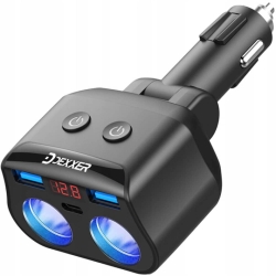 USB rozbočovač do auta s LED displejem - 120W 