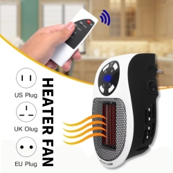 Přenosný elektrický mini ohřívač do zásuvky 500W - dálkové ovládání
