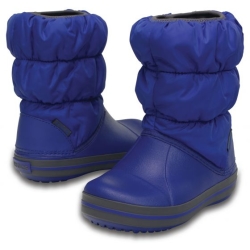 CROCS KIDS WINTER PUFF BOOT J2 33-34/Cerulean Blue/Light Grey