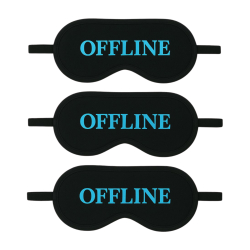 3x Maska na spaní OFFLINE - černá s nápisem