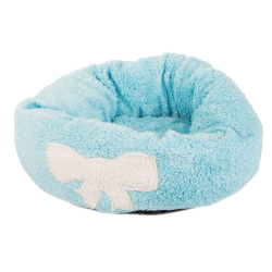Kulatý pelíšek pro psy s mašličkou 35 cm - modrý