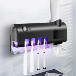 Dávkovač zubní pasty a UV držák na zubní kartáčky - černý