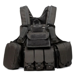 Vojenská taktická vesta s přihrádkami - černá