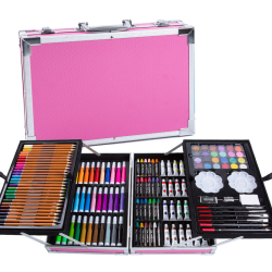Umělecký výtvarný set v růžovém kufříku - 145 ks