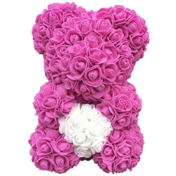 Dárkový medvídek z růží 23 cm - růžový