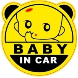 Nálepka na auto - Baby in car - kulatá s ušima