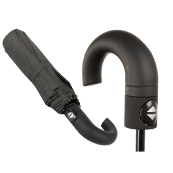 Automatický skládací deštník s rukojetí - černý