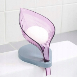 Miska na mýdlo ve tvaru listu fialová a šedá - 11 x 12 x 9 cm