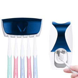 Bezkontaktní dávkovač zubní pasty + držák na 5 kartáčků - plastový