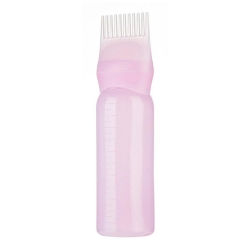 Plastová lahvička s hřebenem na barvení vlasů 150 ml - růžová