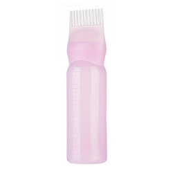 Plastowa butelka z grzebieniem do farbowania włosów 150 ml - różowa