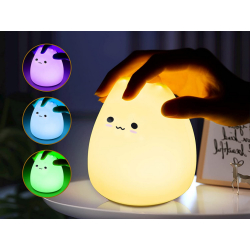 Dětská dotyková RGB LED lampička 10 cm - silikonové vajíčko