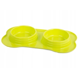 Dvojitá miska pro zvířata zelená - 2x 400 ml