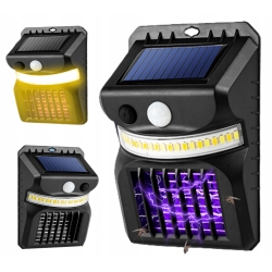 Solární nástěnná LED lampa s UV lapačem hmyzu - černá