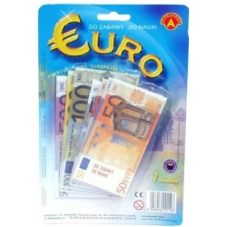 Peníze dětské papírové EURO bankovky set 119ks do hry na kartě