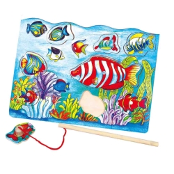 Dřevěné magnetické puzzle Viga Lov ryb - multicolor