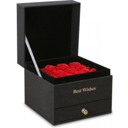 Valentýnská krabička na šperky s růžemi - černá šperkovnice