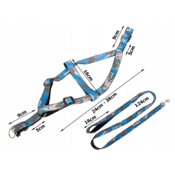 Vodítko s postrojem pro malé až střední psy 124 cm - modré