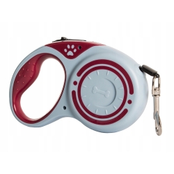 Samonavíjecí vodítko pro psy 5 m do 15 kg - šedo-červené