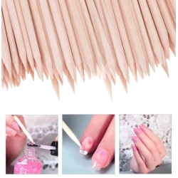 Drewniane patyczki do manicure do usuwania skórek 11 cm - 100 szt.