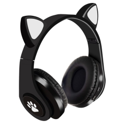Bezdrátová sluchátka s kočičíma ušima - černé