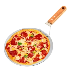 Nerezový kulatý podnos s rukojetí na pizzu - 30 cm