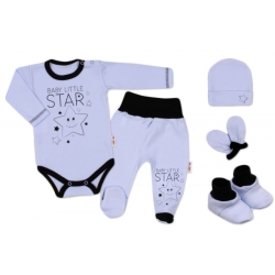 Baby Nellys 5-ti dílná soupravička do porodnice Baby Little Star - modrá