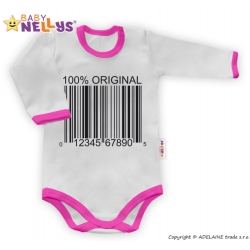 Baby Nellys Body dlouhý rukáv 100% ORIGINÁL - šedé/růžový lem - 86 (12-18m)