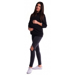 Be MaaMaa Těhotenské a kojící teplákové triko - černé