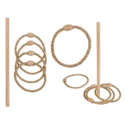 Hra na házení kroužků, včetně 1 dřevěné tyče a 4 kroužků