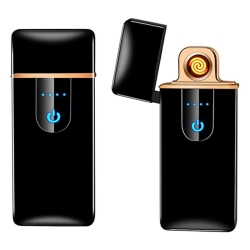 USB Plazmový zapalovač s LED indikátorem baterie - černý