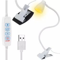 Stolní LED lampa s kovovým klipem - bílá (Izoxis)