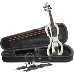 Stagg EVN X-4/4 WH, elektrické housle s pouzdrem a sluchátky, bílé