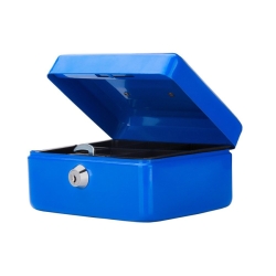 Příruční bezpečnostní pokladna s klíčem 20 x 16  x 9 cm - modrá